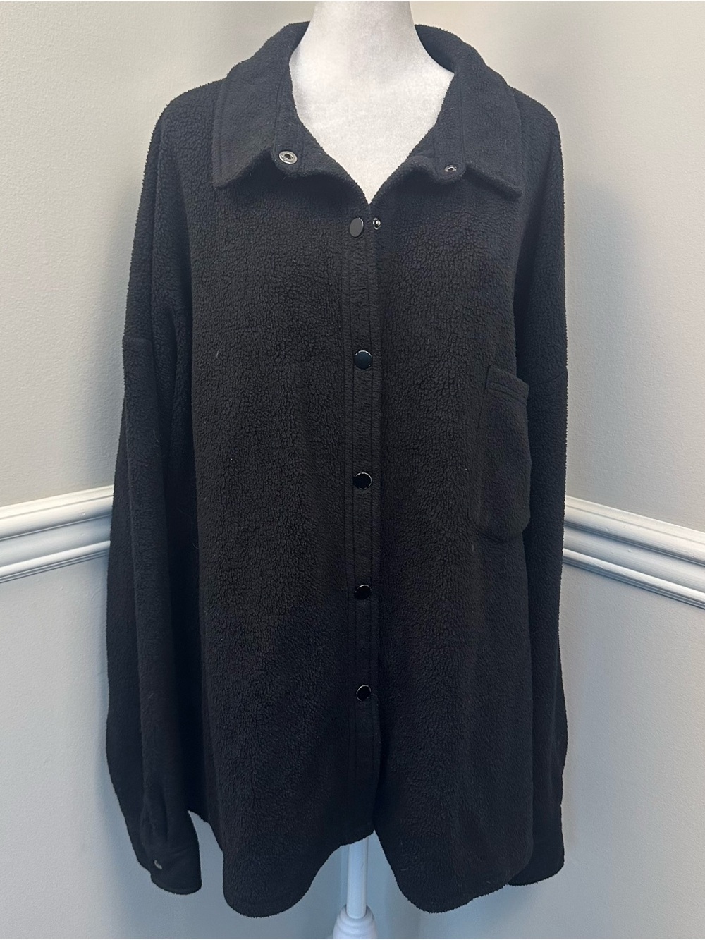 ASOS Curve Black Sherpa Button-Up Jacket 22